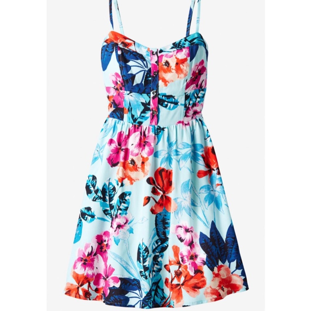 Express Tropical Blue Cami Sundress